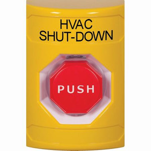 SS2205HV-EN STI Yellow No Cover Momentary (Illuminated) Stopper Station with HVAC SHUT DOWN Label English