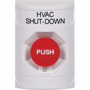 SS2301HV-EN STI White No Cover Turn-to-Reset Stopper Station with HVAC SHUT DOWN Label English