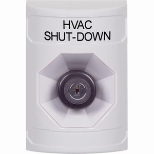 SS2303HV-EN STI White No Cover Key-to-Activate Stopper Station with HVAC SHUT DOWN Label English