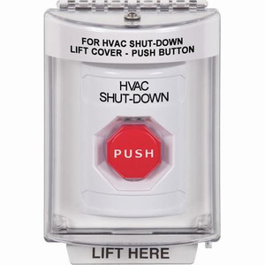 SS2345HV-EN STI White Indoor/Outdoor Flush w/ Horn Momentary (Illuminated) Stopper Station with HVAC SHUT DOWN Label English