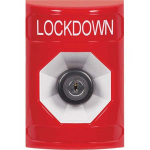 SS2003LD-EN STI Red No Cover Key-to-Activate Stopper Station with LOCKDOWN Label English