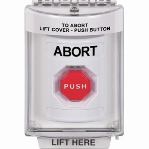 SS2332AB-EN STI White Indoor/Outdoor Flush Key-to-Reset (Illuminated) Stopper Station with ABORT Label English