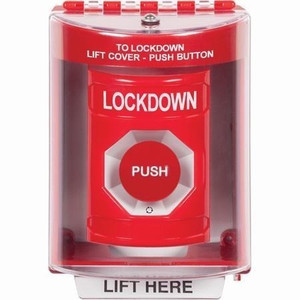 SS2071LD-EN STI Red Indoor/Outdoor Surface Turn-to-Reset Stopper Station with LOCKDOWN Label English