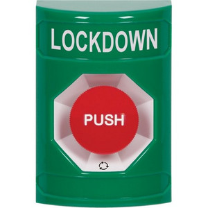 SS2101LD-EN STI Green No Cover Turn-to-Reset Stopper Station with LOCKDOWN Label English