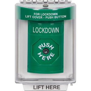 SS2130LD-EN STI Green Indoor/Outdoor Flush Key-to-Reset Stopper Station with LOCKDOWN Label English