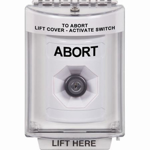 SS2343AB-EN STI White Indoor/Outdoor Flush w/ Horn Key-to-Activate Stopper Station with ABORT Label English