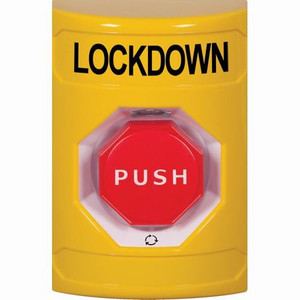 SS2209LD-EN STI Yellow No Cover Turn-to-Reset (Illuminated) Stopper Station with LOCKDOWN Label English