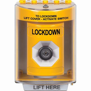 SS2273LD-EN STI Yellow Indoor/Outdoor Surface Key-to-Activate Stopper Station with LOCKDOWN Label English