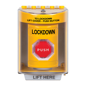 SS2282LD-EN STI Yellow Indoor/Outdoor Surface w/ Horn Key-to-Reset (Illuminated) Stopper Station with LOCKDOWN Label English