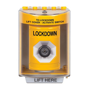 SS2283LD-EN STI Yellow Indoor/Outdoor Surface w/ Horn Key-to-Activate Stopper Station with LOCKDOWN Label English
