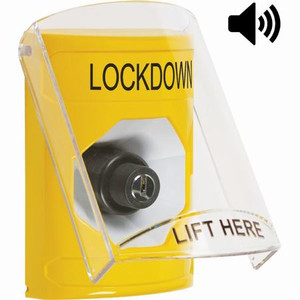 SS22A3LD-EN STI Yellow Indoor Only Flush or Surface w/ Horn Key-to-Activate Stopper Station with LOCKDOWN Label English