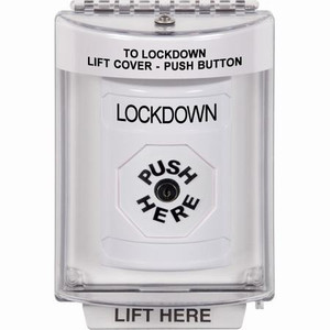 SS2330LD-EN STI White Indoor/Outdoor Flush Key-to-Reset Stopper Station with LOCKDOWN Label English