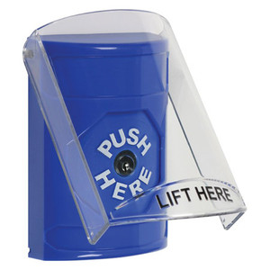 SS2420NT-EN STI Blue Indoor Only Flush or Surface Key-to-Reset Stopper Station with No Text Label English