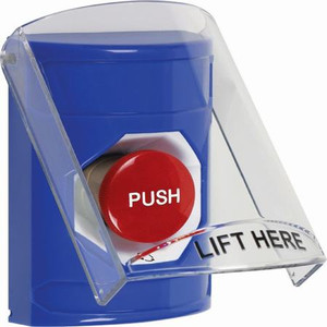 SS2421NT-EN STI Blue Indoor Only Flush or Surface Turn-to-Reset Stopper Station with No Text Label English