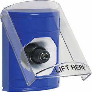 SS2423NT-EN STI Blue Indoor Only Flush or Surface Key-to-Activate Stopper Station with No Text Label English