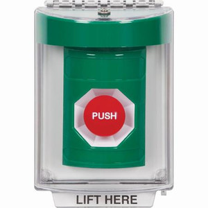 SS2134NT-EN STI Green Indoor/Outdoor Flush Momentary Stopper Station with No Text Label English