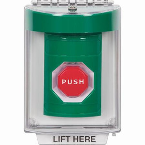 SS2135NT-EN STI Green Indoor/Outdoor Flush Momentary (Illuminated) Stopper Station with No Text Label English