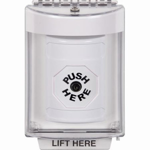 SS2340NT-EN STI White Indoor/Outdoor Flush w/ Horn Key-to-Reset Stopper Station with No Text Label English