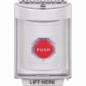 SS2349NT-EN STI White Indoor/Outdoor Flush w/ Horn Turn-to-Reset (Illuminated) Stopper Station with No Text Label English