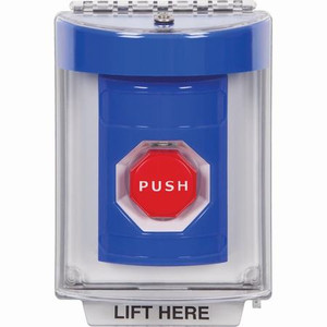 SS2435NT-EN STI Blue Indoor/Outdoor Flush Momentary (Illuminated) Stopper Station with No Text Label English