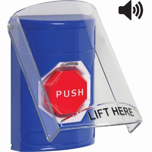 SS24A2NT-EN STI Blue Indoor Only Flush or Surface w/ Horn Key-to-Reset (Illuminated) Stopper Station with No Text Label English