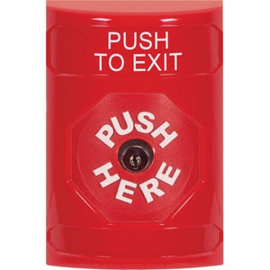 SS2000PX-EN STI Red No Cover Key-to-Reset Stopper Station with PUSH TO EXIT Label English