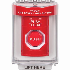 SS2035PX-EN STI Red Indoor/Outdoor Flush Momentary (Illuminated) Stopper Station with PUSH TO EXIT Label English
