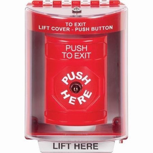 SS2070PX-EN STI Red Indoor/Outdoor Surface Key-to-Reset Stopper Station with PUSH TO EXIT Label English