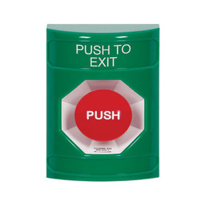 SS2101PX-EN STI Green No Cover Turn-to-Reset Stopper Station with PUSH TO EXIT Label English