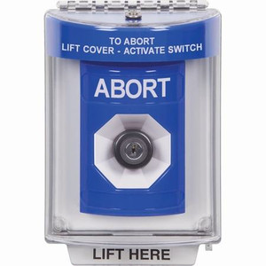 SS2443AB-EN STI Blue Indoor/Outdoor Flush w/ Horn Key-to-Activate Stopper Station with ABORT Label English