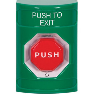 SS2109PX-EN STI Green No Cover Turn-to-Reset (Illuminated) Stopper Station with PUSH TO EXIT Label English