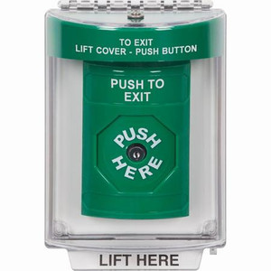 SS2130PX-EN STI Green Indoor/Outdoor Flush Key-to-Reset Stopper Station with PUSH TO EXIT Label English