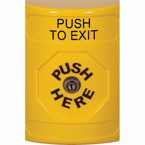 SS2200PX-EN STI Yellow No Cover Key-to-Reset Stopper Station with PUSH TO EXIT Label English