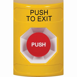 SS2204PX-EN STI Yellow No Cover Momentary Stopper Station with PUSH TO EXIT Label English