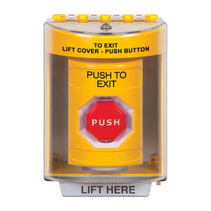 SS2282PX-EN STI Yellow Indoor/Outdoor Surface w/ Horn Key-to-Reset (Illuminated) Stopper Station with PUSH TO EXIT Label English