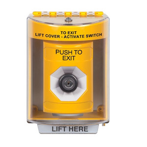 SS2283PX-EN STI Yellow Indoor/Outdoor Surface w/ Horn Key-to-Activate Stopper Station with PUSH TO EXIT Label English
