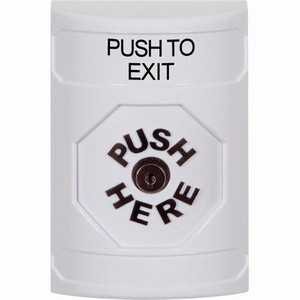 SS2300PX-EN STI White No Cover Key-to-Reset Stopper Station with PUSH TO EXIT Label English
