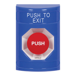 SS2401PX-EN STI Blue No Cover Turn-to-Reset Stopper Station with PUSH TO EXIT Label English