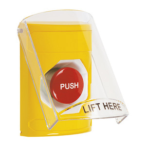 SS2224NT-EN STI Yellow Indoor Only Flush or Surface Momentary Stopper Station with No Text Label English