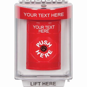 SS2030ZA-EN STI Red Indoor/Outdoor Flush Key-to-Reset Stopper Station with Non-Returnable Custom Text Label English