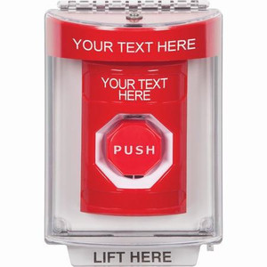 SS2035ZA-EN STI Red Indoor/Outdoor Flush Momentary (Illuminated) Stopper Station with Non-Returnable Custom Text Label English
