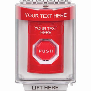 SS2038ZA-EN STI Red Indoor/Outdoor Flush Pneumatic (Illuminated) Stopper Station with Non-Returnable Custom Text Label English