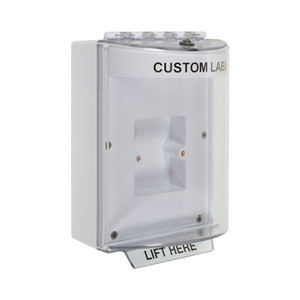 STI-13810CW STI Universal Stopper Dome Cover Enclosed Back Box, European Sealed Mounting Plate and Hood - Custom Label - White - Non-Returnable