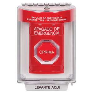 SS2035PO-ES STI Red Indoor/Outdoor Flush Momentary (Illuminated) Stopper Station with EMERGENCY POWER OFF Label Spanish