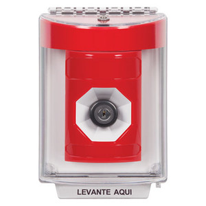 SS2043NT-ES STI Red Indoor/Outdoor Flush w/ Horn Key-to-Activate Stopper Station with No Text Label Spanish