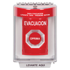 SS2044EV-ES STI Red Indoor/Outdoor Flush w/ Horn Momentary Stopper Station with EVACUATION Label Spanish