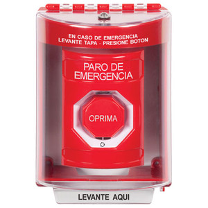 SS2079ES-ES STI Red Indoor/Outdoor Surface Turn-to-Reset (Illuminated) Stopper Station with EMERGENCY STOP Label Spanish
