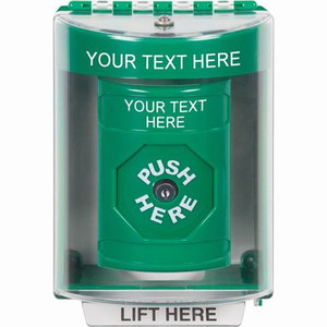 SS2170ZA-EN STI Green Indoor/Outdoor Surface Key-to-Reset Stopper Station with Non-Returnable Custom Text Label English