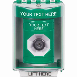 SS2173ZA-EN STI Green Indoor/Outdoor Surface Key-to-Activate Stopper Station with Non-Returnable Custom Text Label English