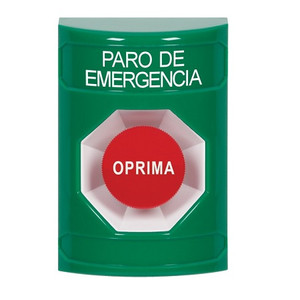 SS2104ES-ES STI Green No Cover Momentary Stopper Station with EMERGENCY STOP Label Spanish